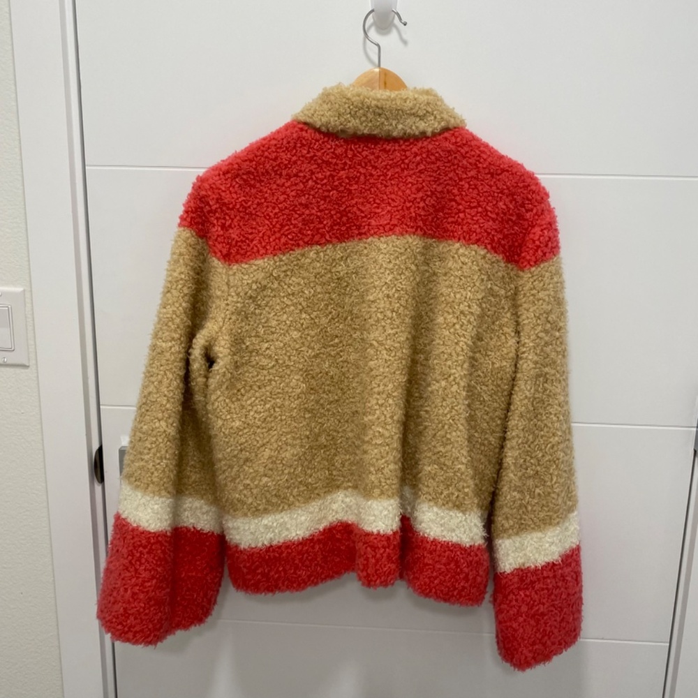 By Anthropologie Color Block Sherpa Jacket. Multicolor. Medium - Picture 9 of 11